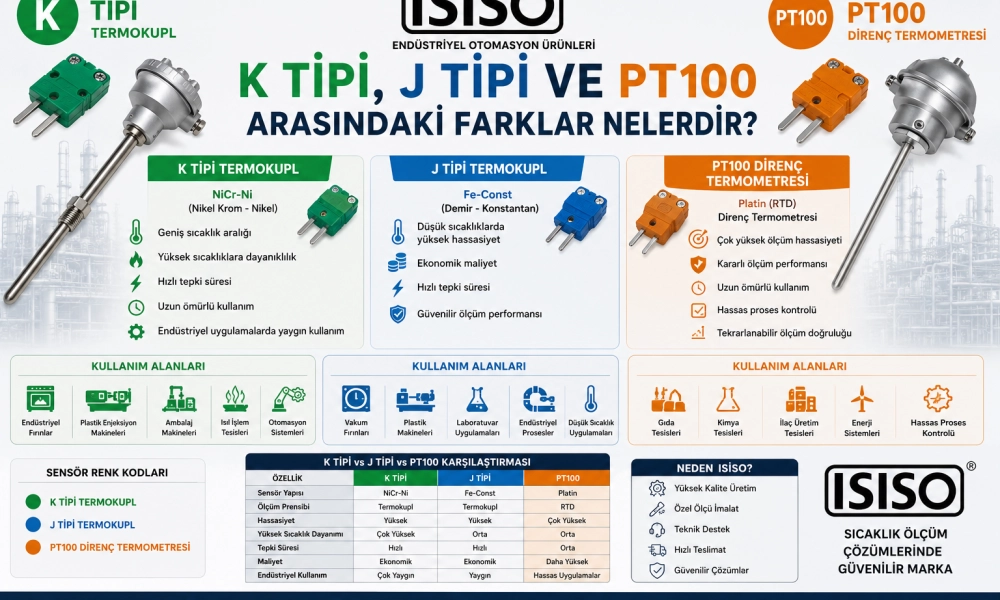 K Tipi, J Tipi ve PT100 Arasındaki Farklar Nelerdir?